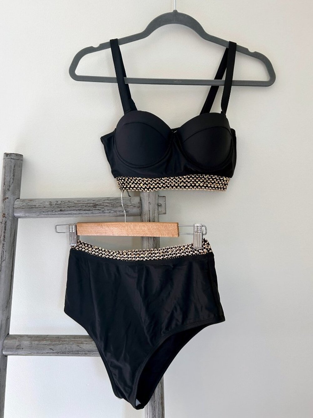 Black and Gold Bikini Size Small - Gently Preloved
